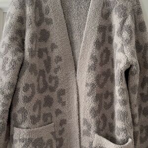 Barefoot Dreams Cozy Chic Taupe Animal Print Cardigan